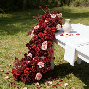Ramo de Rosas Rojas Artificiales de Alta Calidad, Arreglo Floral Rojo para Boda, Conjunto de Flores Rojas - Product Image 1