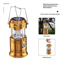 Lanterne de camping solaire à LED rechargeable en plastique, lampe de secours pour tente, télécommande, activation sonore, lampe de marché nocturne extérieure