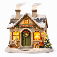 WeiVista Atelier de jouets de Noël en résine à lumière chaude, maison de village peinte à la main, exportateur, présentoir de table personnalisé