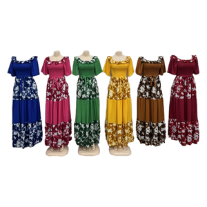 Vestido hasta el suelo elegante para mujer al por mayor bata nueva Casual estampado Tie-Dye gasa antiestática frente Natural para verano otoño - Product Image 1