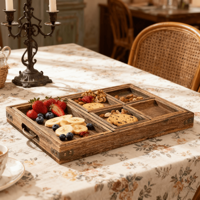 Palettes de service en bois sculpté pour la décoration de la maison pour le petit déjeuner et les boissons Laque peinte à la main pour le salon et l'utilisation rurale