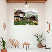 Impression de paysage exotique de bâtiments Dzong anciens du Bhoutan pour décoration murale intérieure