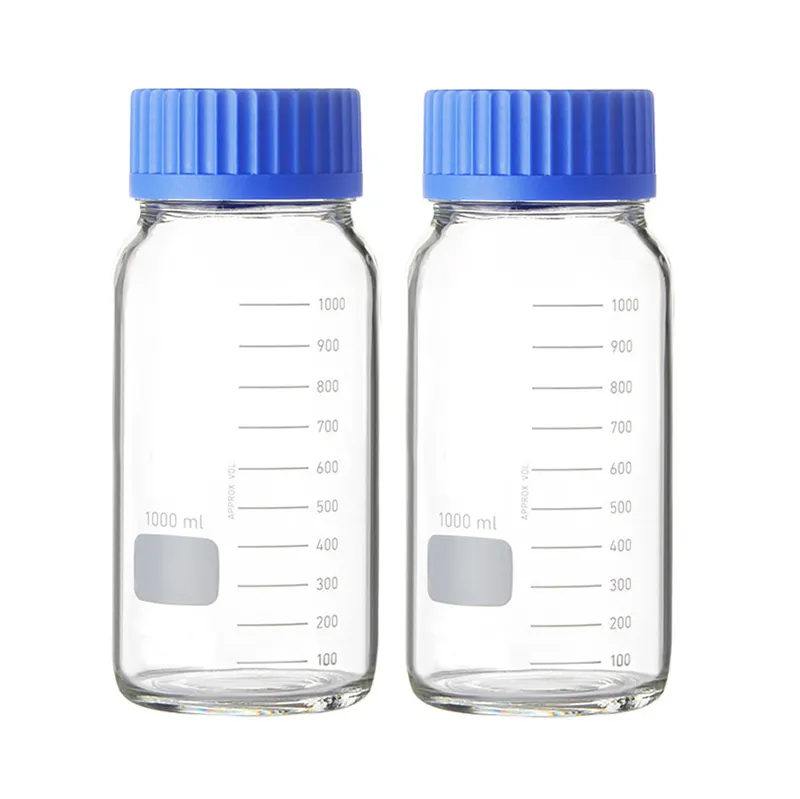 GL80 laboratorio de boca ancha borosilicato 3,3 frasco de vidrio pyrex bioquímica química medios reactivo de almacenamiento botella de vidrio 500mL 1000mL