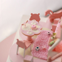 IIECREATE Jouet en bois fait main, petit ours, puzzle 3D, maison de poupée, mini kit miniature DIY pour filles P-1001