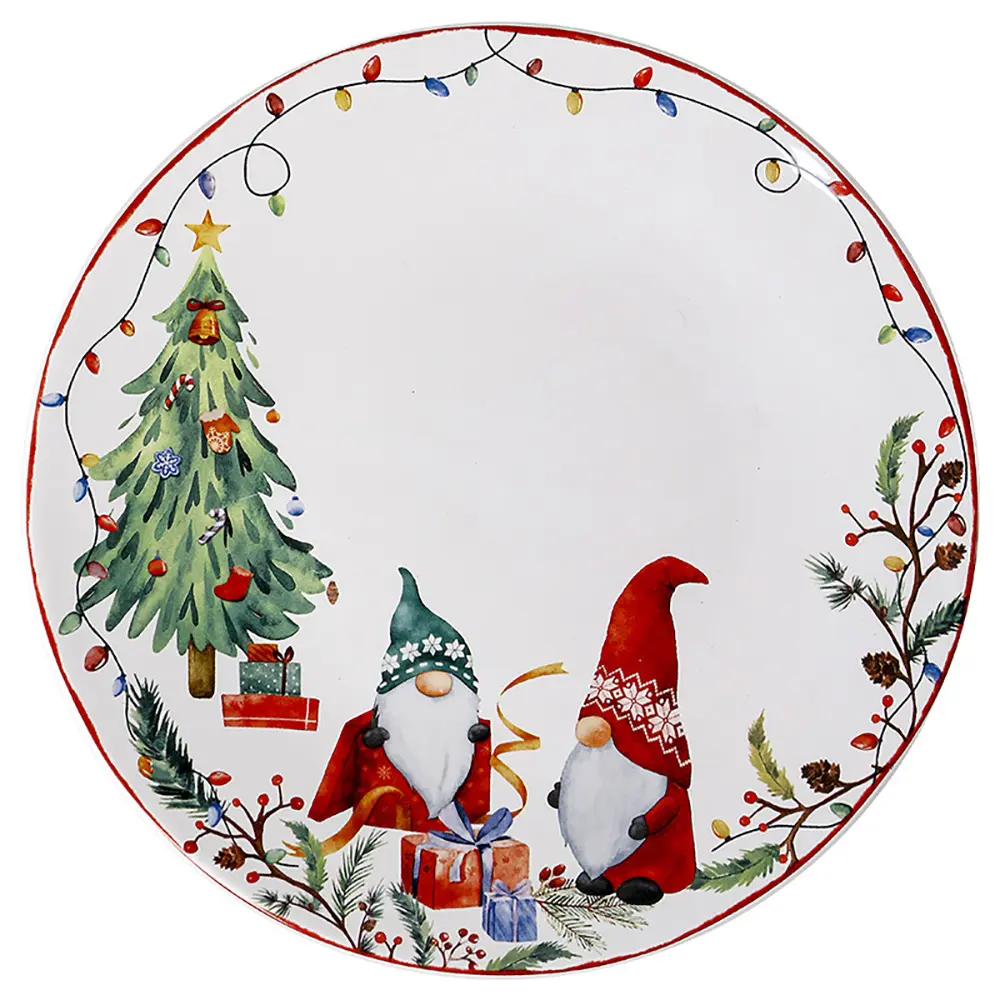 Креативная Рождественская Плоская Круглая домашняя десертная тарелка, декоративная тарелка