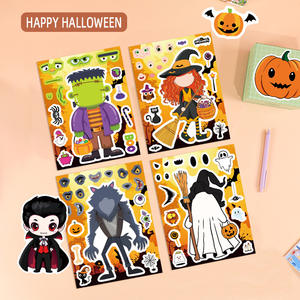 8 autocollants Halloween pour créer un visage, autocollants puzzle de maternité, autocollants fantaisie et science-fiction en plastique, autocollants cadeaux pour boîte-cadeau de fête d'Halloween - Product Image 4