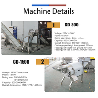 Commerciële groente snij- en dobbelmachine voor taro, yam, cassave en wortelgroenten, 800-1200kg/u, met motor