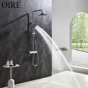 Modern Chrome Hot Cold Water Bath Mixer Faucet Soft Rain &amp; Pause Spray Pattern Easy <strong>Control</strong> Brushed Finish Bathrooms <strong>Shower</strong> Set - Product Image 3