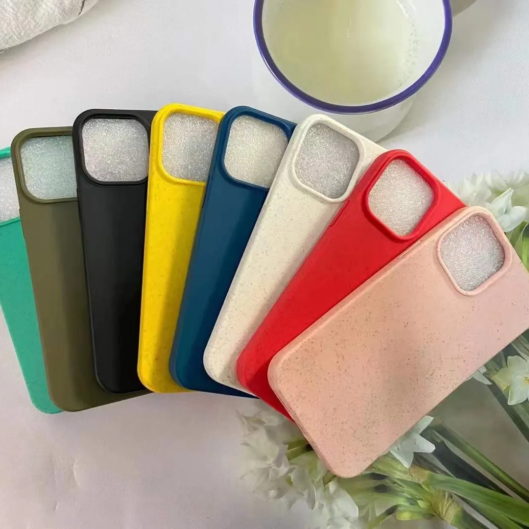 Wheat Straw Recycled Eco-friendly Mobile Cases 100% Bio-degradable Biodegradable Phone Case For iPhone 13 Pro Max TPU Case Cover