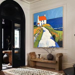 Peinture à l'huile paysage côtier Impasto, toile texturée faite à la main, art abstrait contemporain pour décoration murale de galerie - Product Image 5