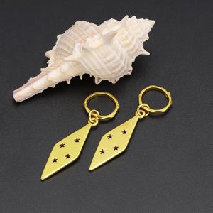 Pendientes Colgantes JXX Fashion con Baño de Oro 24K y Patrón Geométrico, Pendientes Religiosos de Cobre para Mujer, Hechos Principalmente de Latón, Diseño Único - Product Image 5