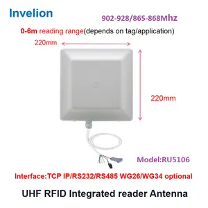 Control de acceso de estacionamiento pasivo TCP IP Antena integrada UHF Lector RFID UHF 8dbi Largo alcance 6m ISO 18000-6C Invelion