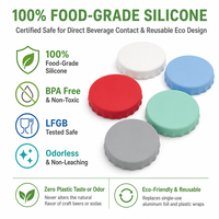 Couvre-boîtes de soda réutilisables en silicone hermétiques avec logo personnalisé, couvercles ronds en silicone de qualité alimentaire pour jus et vin