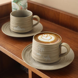 أكواب وصحون قهوة عربية بتصميم جديد بنمط الجمل والنجمة والقمر، طقم أكواب شاي بتصميم إبداعي مع شعار مخصص - Product Image 3