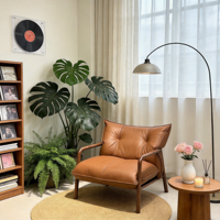 Fauteuil simple en bois massif de fabrication chinoise avec dossier rembourré, fauteuil d'appoint pour salon