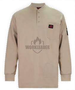 قمصان عمل مقاومة للحريق مخصصة للرجال <span class=keywords><strong>FR</strong></span> ، تي شيرت CAT2 لحام ، أكمام طويلة بنمط هينلي ، ملابس سلامة مانعة للهب - Product Image 3