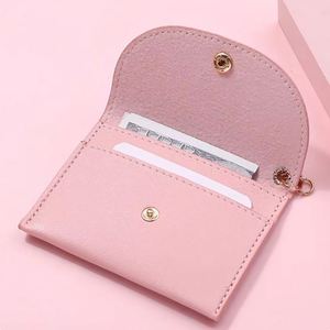 Custom Fashion PU Leather Waterproof Portable Daily Use Short Coin Purse Keychain Button Closure <b>Mini</b> Coin Bag Credit Card <b>Pouch</b> - Product Image 2