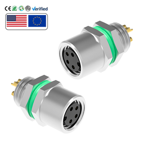 Conector Circular Hembra M8 A de 4 Pines para Montaje en Panel, Montaje Trasero, IP68 Impermeable, para Soldar - Product Image 2