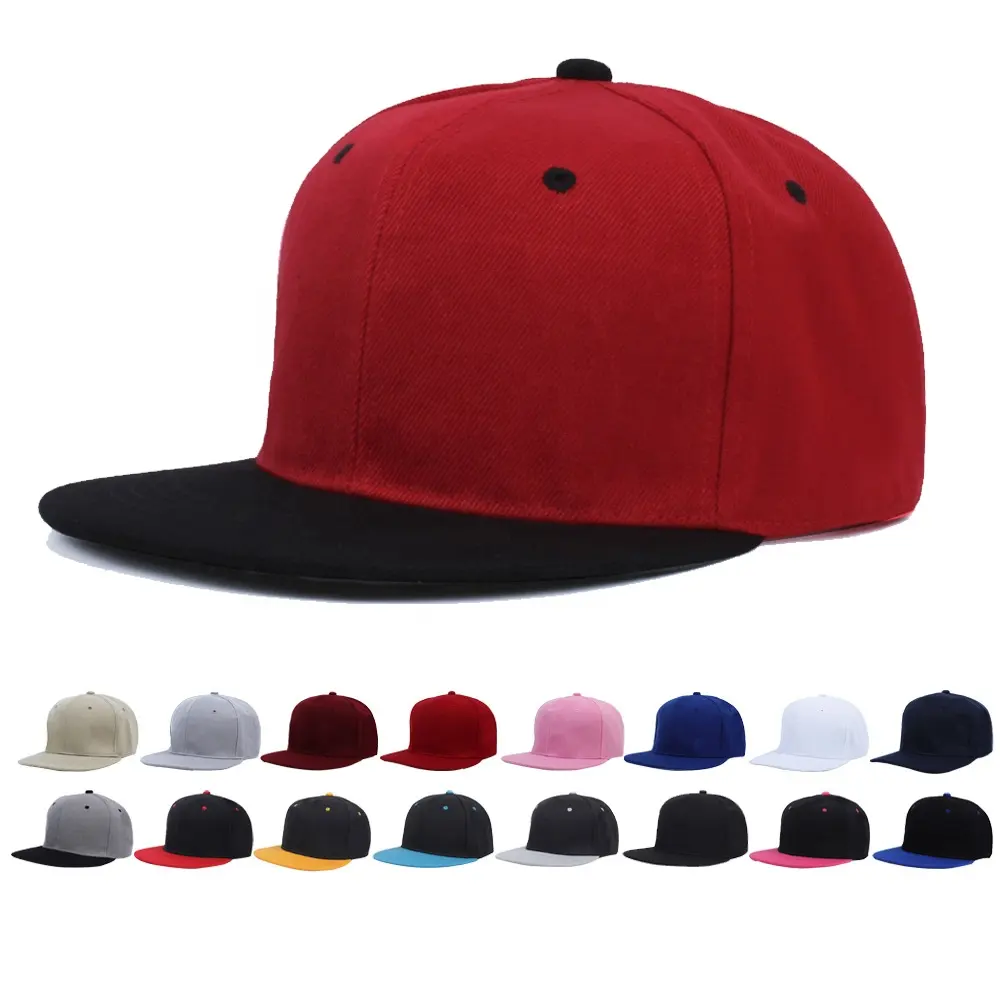 Wholesale snap back Caps Blank Snapback With Custom Logo Unisex Adults 6-Panel Flat Brim Hat For Hip Hop