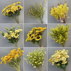 Bouquet artificiel de mariage fait à la main en <span class=keywords><strong>jaune</strong></span> vif pour décoration de banquet et arrangement de salle Fleurs de mariage - Product Image 2