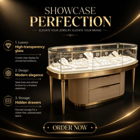 Comptoir d'exposition sur mesure pour bijouterie de luxe avec éclairage LED, design durable, finition personnalisable pour la vente au détail et les expositions