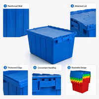 Caisse de rangement empilable en plastique robuste pour le transport, la logistique et le stockage industriel avec couvercle