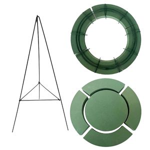 พวงหรีดดอกไม้ทรงกลมแบบข้ามพรมแดน ฐานวงแหวนเหล็ก สำหรับตกแต่งคริสต์มาสหรืองานรำลึก ขนาด 20 ซม. สีเขียว - Product Image 3