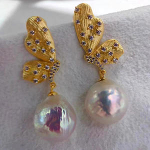 Accesorio de Plata S925 para DIY con Perlas, Cuentas Redondas de 8-12 mm, Estilo Lazo de Mariposa 21588, Gancho Vacío para Pendientes, Pendientes Colgantes de Moda - Product Image 1