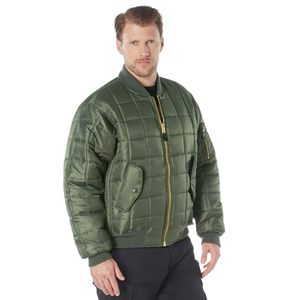 Blouson de bombardier de vol MA-1 <span class=keywords><strong>matelassé</strong></span> personnalisé <span class=keywords><strong>manteau</strong></span> de terrain par temps froid de style bouffant avec remplissage en poly fibre <span class=keywords><strong>vert</strong></span> noir - Product Image 4