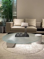 Table basse contemporaine moderne en marbre blanc et gris, verre trempé, métal, hauteur réglable, garantie 1 an, décoration de salon