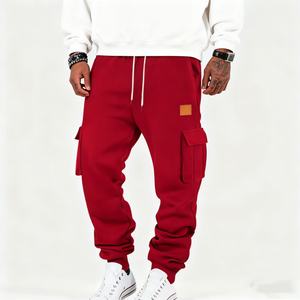 กางเกงคาร์โก้ผ้าใบปักลายสำหรับผู้ชายเสื้อผ้าขนาดใหญ่พิเศษของ TKAN152D ผ้าแคนวาสแบบเรียบตรงเอวปานกลางขายส่ง - Product Image 1