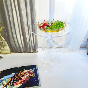 <strong>Clear</strong> Round <strong>Lucite</strong> End Table Luxury Modern <strong>Nightstand</strong> with <strong>Clear</strong> Small Round Top and Solid Post <strong>Acrylic</strong> Side Table