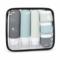 Ensemble de 6 flacons de voyage en silicone écologiques approuvés par la TSA, anti-fuite, réutilisables, pour cosmétiques, lotions et articles de toilette