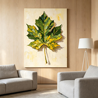 Peinture à l'huile abstraite moderne de feuilles vertes, peinte à la main, feuillage vibrant, toile texturée, art pour la décoration du salon