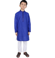 Setelan Kurta Rayon Dewasa Anti Kusut Cepat Kering Sebatas Lutut untuk Anak Laki-Laki, Pakaian Tradisional Etnis India untuk Acara Budaya