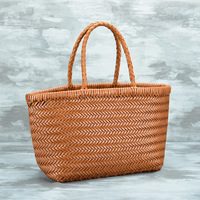 Sac de shopping de luxe en cuir véritable tressé à la main, grand format, pour femme, avec poignée supérieure, style panier français, vente chaude en gros direct usine