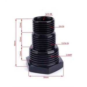 ข้อต่อกรองน้ำมันเครื่องแบบหลายเกลียวสำหรับยานยนต์ 1/2"-28 ตัวเมีย ถึง 3/4"-16 / 13/16"-16 / 3/4" NPT ตัวผู้ สีดำ อลูมิเนียม - Product Image 1