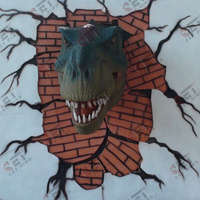 Tête de dinosaure animatronique de haute qualité, réaliste, grandeur nature, tête de dinosaure 3D, décoration murale, vente en gros d'usine