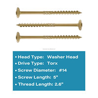 Pabrik Kayu Besar # 14 Sekrup Dek Kepala Truss T30 Torx Star Drive Anti Karat dengan Kepala Washer Besar untuk Sekrup Kayu Pagar