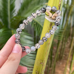 สร้อยข้อมือลูกปัดหลอดเลือดดำมังกรดำธรรมชาติขนาด8มม. เครื่องประดับจักระสำหรับเปิดใช้งานที่คอเพื่อเสริมความแข็งแรงภายใน - Product Image 3