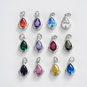 Pendentifs Goutte d'Eau en Zirconium en Acier Inoxydable 316L Plaqué Or 14k 18k Anti-ternissement, Breloque Pierre de Naissance pour la Fabrication de Bijoux - Product Image 2