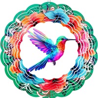 Carillon éolien rotatif en métal à fleurs colorées 3D pour jardin, carillons de sublimation suspendus, ornements d'extérieur