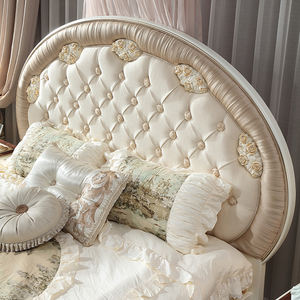 ベルサイユフランスの宮殿スタイルのダブルベッド無垢材チェスターフィールド彫刻生地ベッドヨーロッパスタイルの寝室の結婚式のベッド - Product Image 3