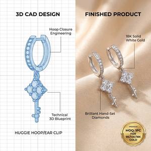Pendientes de Oro Sólido de 9K/14K/18K con Diamante Radiante de 1.22ct en Forma de Estrella, Colgante Majestuoso para Regalo, Joyería de Lujo - Product Image 1