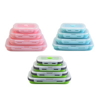 Récipient alimentaire en silicone sans BPA avec couvercles Boîte à lunch pliable de qualité bento pour le camping de qualité alimentaire adaptée aux enfants