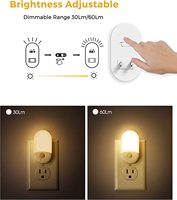 Veilleuses miniatures LOHAS avec détecteur de mouvement, 0,6 W, 2 niveaux de luminosité réglables, prise murale, détecteur de mouvement LED pour couloir, escalier