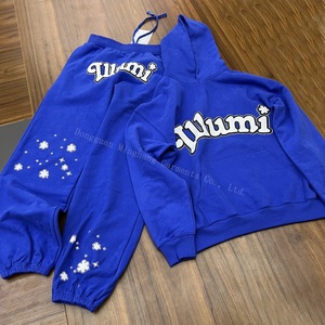 Chándal de algodón de alta calidad con logotipo estampado de soplo personalizado, Sudadera con capucha <span class=keywords><strong>y</strong></span> conjuntos de Jogger con diseño de diamantes, chándal - Product Image 2