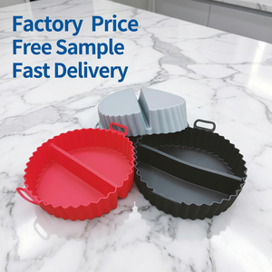 Panier en silicone 2-en-1 divisé pour friteuse à air, résistant à la chaleur, antiadhésif, accessoires pour friteuses à air de 3 à 5 QT - Product Image 1