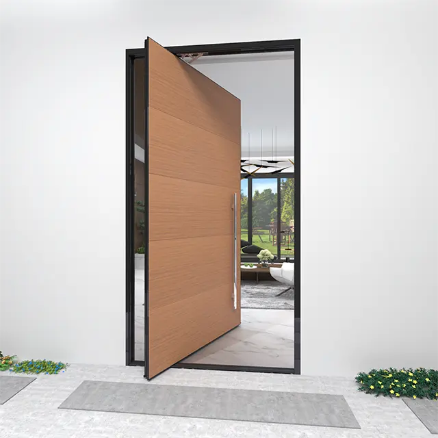 Puerta abatible de rotura térmica estándar NFRC, puerta abatible de aluminio con doble acristalamiento
