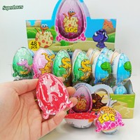 Œufs en chocolat noir solide à thème dinosaure de dessin animé mignon avec jouet, 48 pièces, boîte multicolore, prêts à consommer, pour fêtes d'enfants, vente en gros